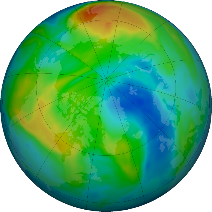 Arctic ozone map for 01 December 2022